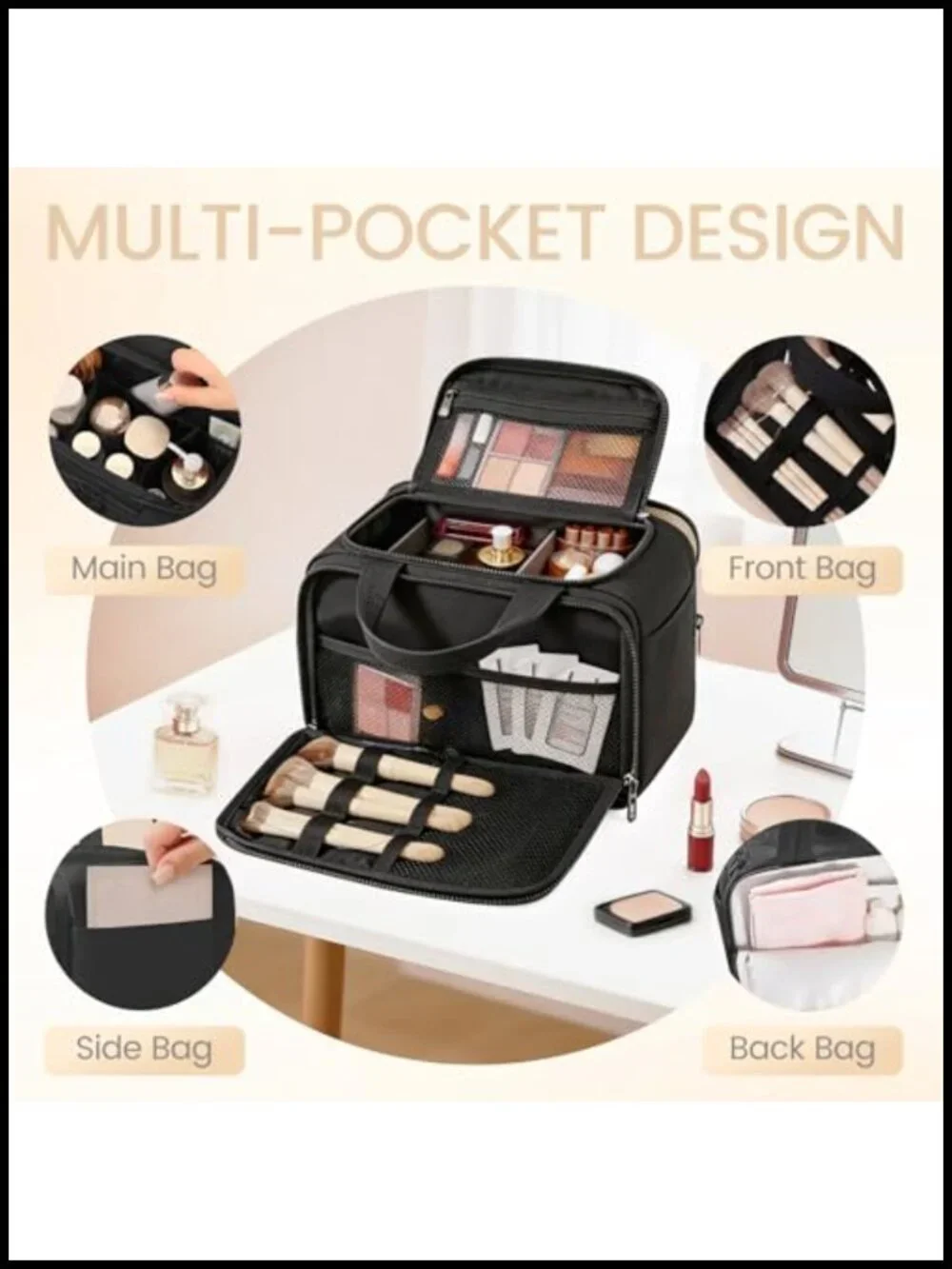 Puffy Large Toiletry Bag for Women, Travel Makeup Bag with Adjustable Dividers,